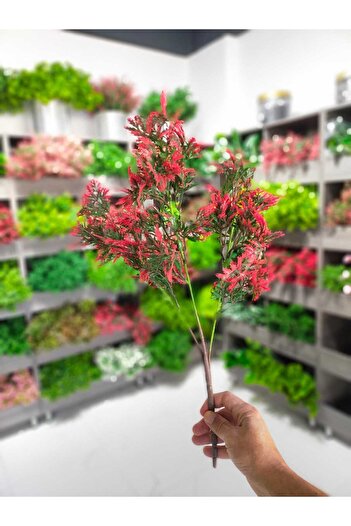 BESALİ Wet Texture Artificial Flower Potted Bunch Vertical Garden Balcony Decoration Flower Pot Vase Plant Red