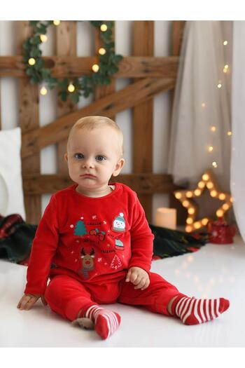 LC Waikiki LCW baby Crew Neck Long Sleeve Christmas Themed Baby Boy Jumpsuit