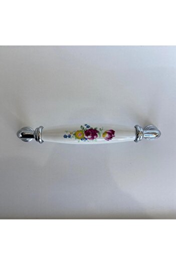 Tomurcuk Sertar 100% porțelan 128 MM cu model floral, mâner dulap de bucătărie