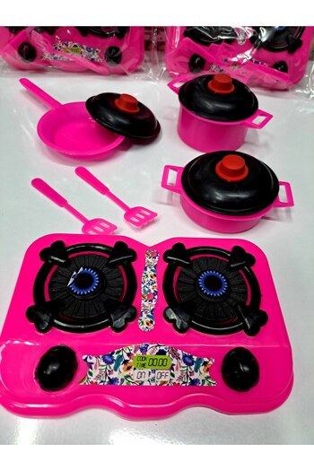 ALYTOYS Mutfak Seti Evcilik Oyunu Kız Oyuncakları Aşçı Yemek Pişirme 10 Prç Aygaz Ocak Tencere Tava 32x20cm