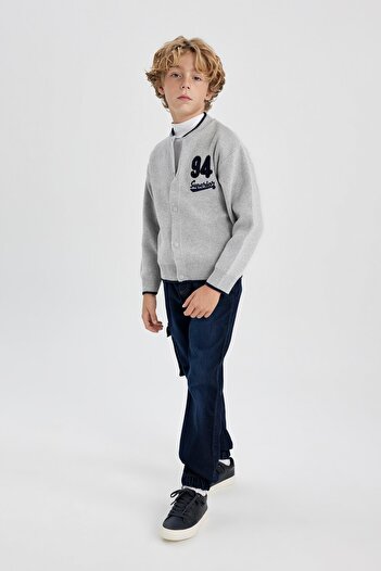 DeFacto Boy's College Collar Bomber Knitwear Cardigan
