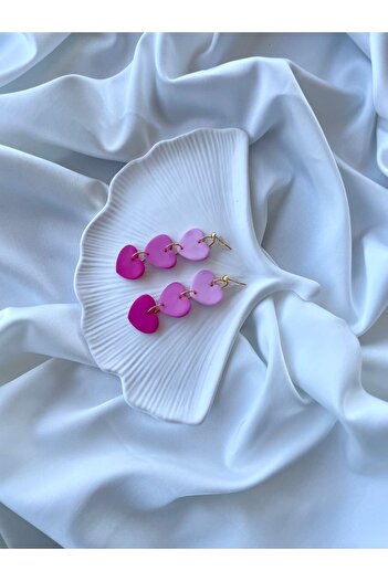 TREND Miyamila Collection Valentine's Day Heart Pink Dangle Earrings