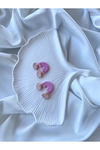TREND Miyamila Collection Mussel Pattern Pink Polymer Earrings