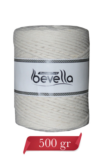 Bevella Macrame Cord Ecru Taranan 3 mm Macrame Thread 500 Gr Taranable Half Kilo