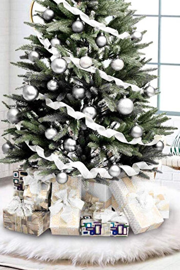 pistore Plush Christmas Tree Cover New Year Pine Tree Cover Beige 100 Cm Diameter New Year Tree Cover