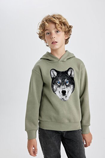 DeFacto Erkek Çocuk Kapüşonlu Kalın Sweatshirt B2076a823wn
