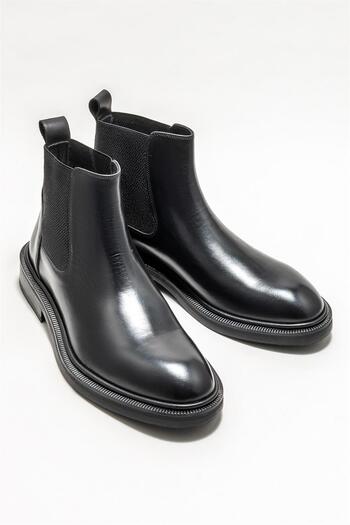 Elle Shoes Μαύρες Δερμάτινες Ανδρικές Κλασικές Μπότες