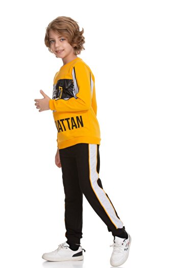 CiciTime Çocuk Modası Boys' Tracksuit Set with Leather Pocket Detail on the Front
