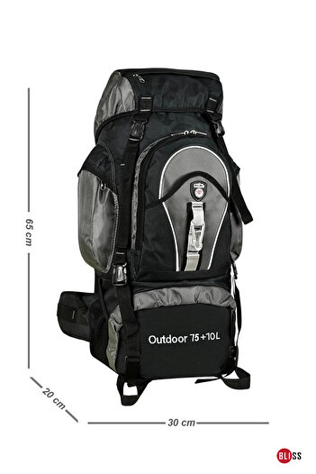 Bliss Professional Gray 75+10 Liter Water Resistant Mountaineer & Camping Bag with Back Support