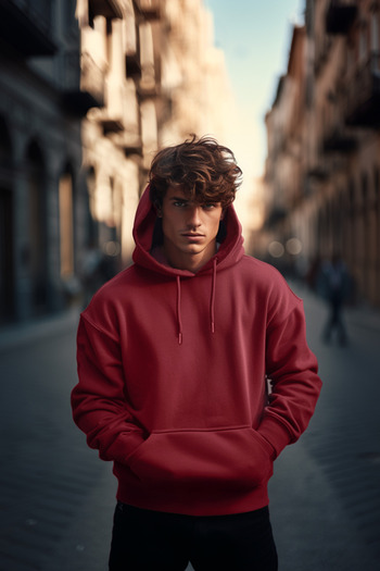 Trendyol Collection Φούτερ με μπορντό κουκούλα Oversize Fleece - TMNAW23sw00195