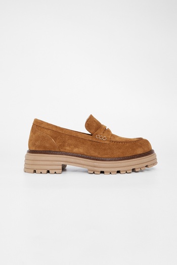 Valmenti Γυναικεία Παπούτσια Loafer Leather Suede Tobacco