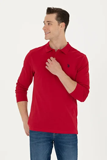 U.S. Polo Assn. BASE. Polo Assn. Polo Neck Red Men's 100% Cotton Sweatshirt 1639108