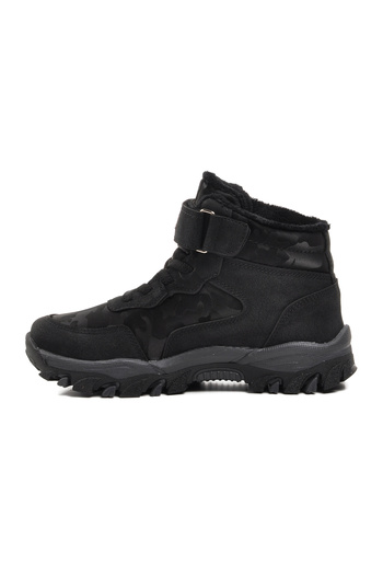 WALKWAY Leo-F Black Children's Outdoor Boots with Fur Inside