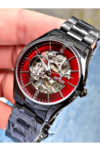 Reward Black Color Automatic Winding Steel Strap Original Men's Wristwatch + BRACELET WITH GIFT