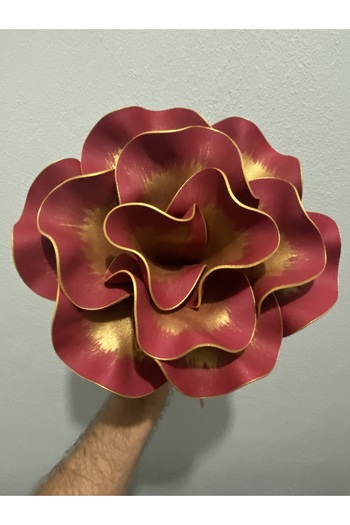 Ayka Aksesuar Decorative Handmade Luxury Latex Eva Artificial Flower - RED GOLD Detailed - Foam flower