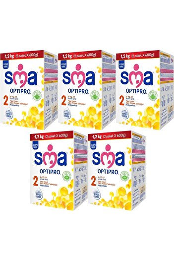 SMA Optipro 1200gr No:2 Devam Sütü (6-12 Ay) (5 Li Set)