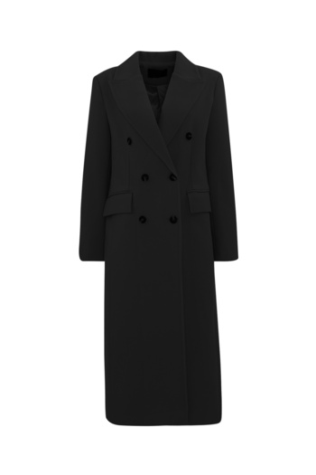 Açelya Okcu Premium Flap Double Breasted Slim Fit Maxi Women's Wool Coat
