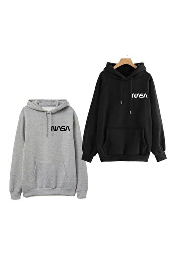 Hunors Sportswear & Company Сіро-чорний 2-пакетний базовий оверсайз/широкий крій з флісовою підкладкою