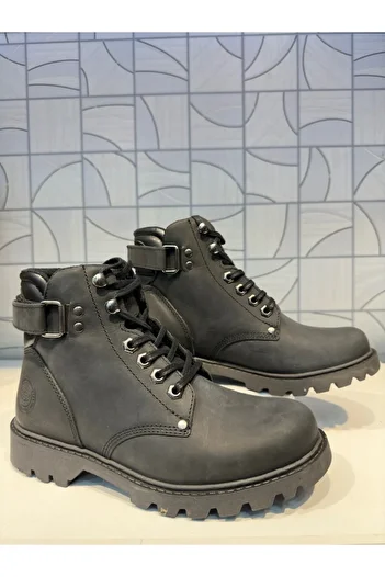Riccardo Colli 802 Unisex Μαύρες Γνήσιες Δερμάτινες Αδιάβροχες Μπότες Ζεστής Φόδρας