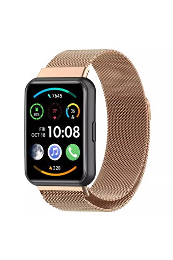 Tagomoon Huawei Watch Fit 2 Uyumlu Hasır Metal Örgü Işlemeli Mıknatıslı Kordon Kayış