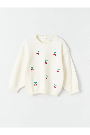 LC Waikiki LCW baby Crew Neck Embroidered Baby Girl Sweater and Tights, 2-pack