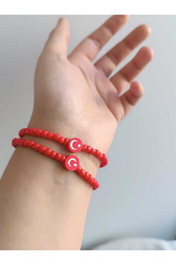 Fad's Store 29 October Republic Day Special Turkish FLAG Detailed Double Bead bracelet