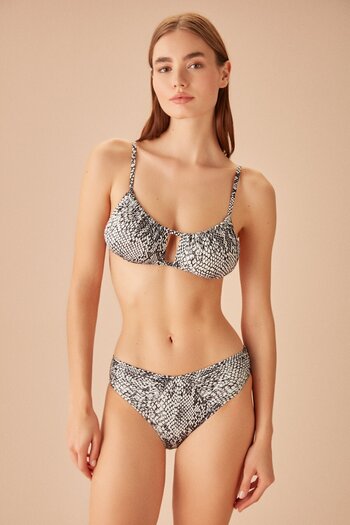 SUWEN Square Bandeau Patterned Bikini Top
