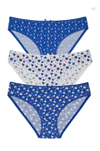 SUWEN 3-Piece Patterned Slip Panties - BLUE