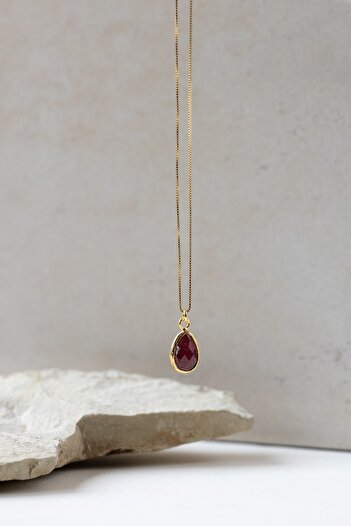art and crafts jewelry Temmuz Burç Taşı Yakut 925 Gümüş Kolye