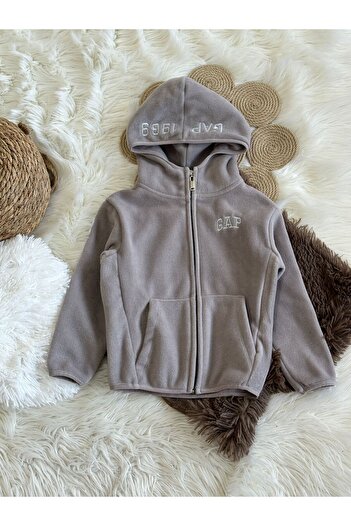 Teeny Weeny Kids Unisex Kids Gray Logo Fleece Zipper Sweatshirt