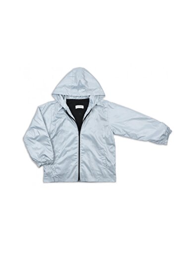 NSE COLLECTION Unisex Children's Bright Gray Color Seasonal Cotton Fabric Lined Hooded Raincoat