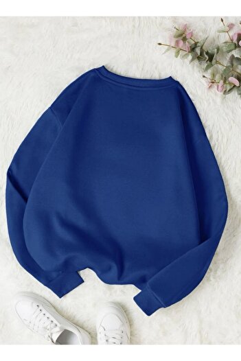 Machetta Plus Size Daisy Flower Printed Oversize 3 thread Sweatshirt