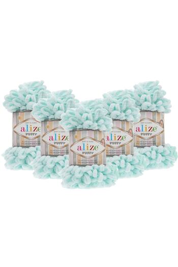 Alize Puffy Hand Knitting Yarn 5 Pack Water Green 15