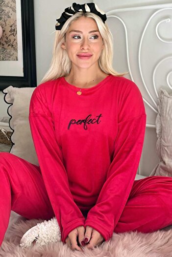 Pijamaevi Set de pijamale pentru femei, exclusiv din catifea, cu model perfect roșu