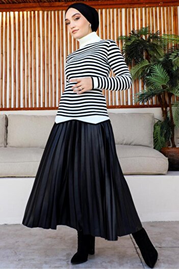 benguen 5087 Striped Knitwear Bady White