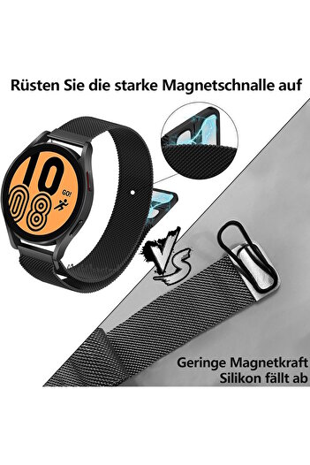m.tk moveteck Samsung Galaxy Watch 6 40mm Compatible Metal Mesh Magnetic Band Wire Mesh Strap Band