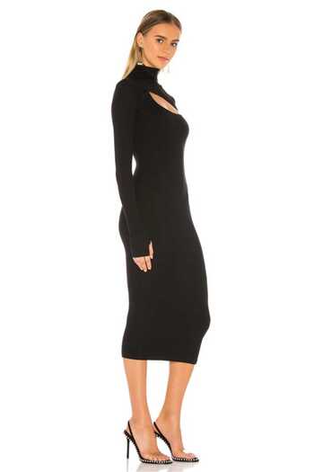 Zagrep Women's Black Turtleneck Finger Snap Window Midi Dress