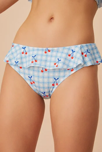 SUWEN Frilly Patterned Bikini Bottom