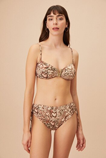 SUWEN Gathered Underwire Shiny Top Bikini
