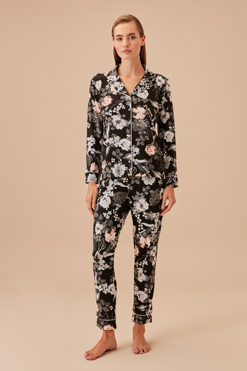 SUWEN Black Rose Masculine Pajama Set