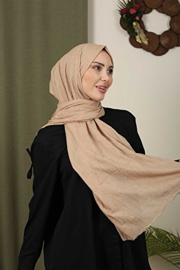 Trablus Tessetür Γυναικείο Bamboo Kraş Shawl Milk Coffee