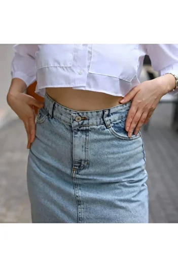 LAMİRAMOOD Fusta Fusta din denim cu talie înaltă, cu fantă în față