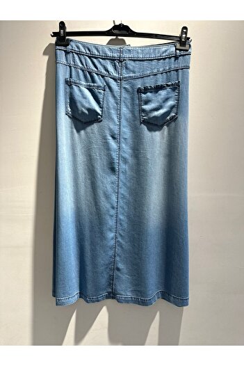Kayra Pocket Piece Denim Skirt
