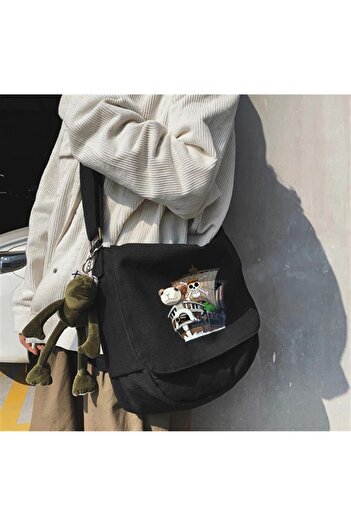 Touz One Piece Boat Printed Unisex Black Messenger Bag