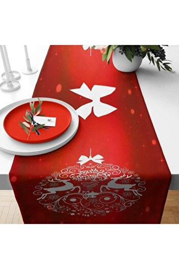 Pelangi Ribbon Pattern Red Stain Resistant Fabric Runner
