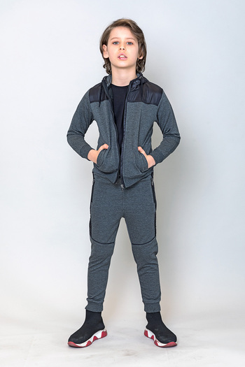 incity Boy's Smoked Zipper Hooded Sweatshirt