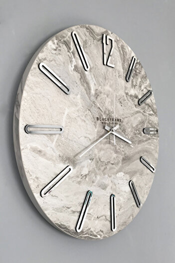 Blackframe - New Modern Style - White Marble - 45cm Wall Clock