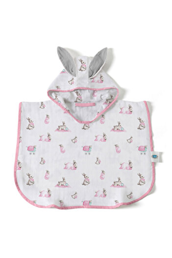 DEUX LAPINS Muslin Baby Poncho – 2 Years Old Bébé Lapin Rose