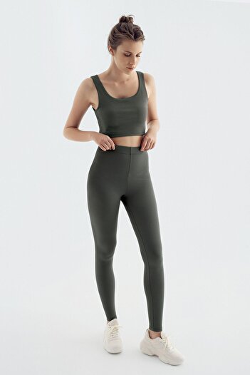 Artış Ribbed Thermal Raised Warm High Waist Stretchy Leggings F14