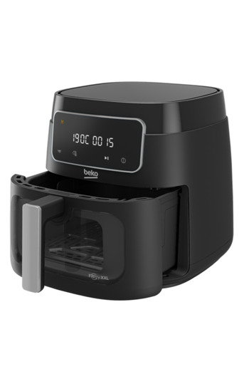 Beko Airfryer Yağsız Fritöz, 7.6 lt 1750 W Cam Sepet, 9 Otomatik Program Led Ekran, Siyah